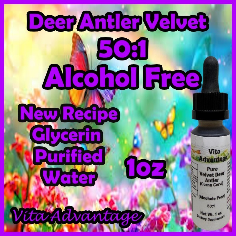 VELVET DEER ANTLER IGF-1 50:1 Tincture Alcohol Free