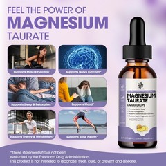 Magnesium Taurate Liquid Drop for Muscle Function, Nerve and Heart Health 60ML