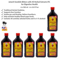 Jutavit Swedish Bitters with 40 Herbal Extracts 0% for Digestive Health 6x500ml