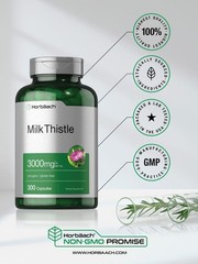 Milk Thistle Extract 3000mg | 300 Capsules | Non-GMO, Gluten Free | by Horbaach