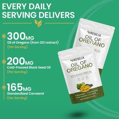 Resilia Softgels with Black Seed Oil – Premium Grade Oregano Oil Capsules for…