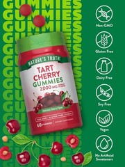Tart Cherry Gummies 2000mg | 60 Count | VeganCherry Flavor | by Nature’s Truth