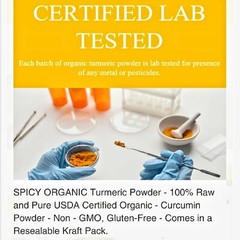 ORGANIC TURMERIC POWDER, Non-GMO, Curcumin, Gluten Free, 100% Raw, Free Shipping