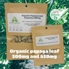 Certified Organic Papaya Leaf (Carica papaya) 500mg and 650mg vegetarian