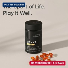 Sports Research® Vitamin D3 + K2 w/ Coconut Oil – Vegan Vitamin D 5000iu & Mk7 V
