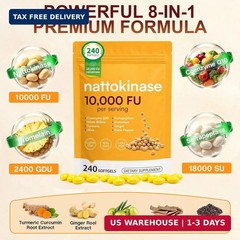 AIQIUSHA Nattokinase 10,000 FU with Serrapeptase, Bromelain & CoQ10, Triple Enzy