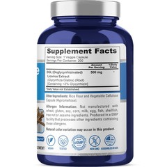 NusaPure DGL Licorice Extract 500 mg 200 Veggie Capsules (Vegan,Non-GMO)