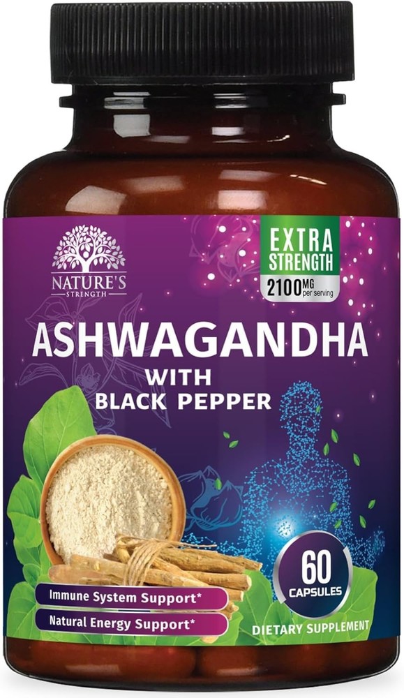 Organic Ashwagandha 1950mg w/ Black Pepper for High Absorption & Stress Support