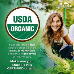 Zazzee USDA Organic Maca Root 10:1 Extract, Red, Black & Yellow Maca, 1500 mg