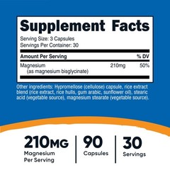 Nutricost Magnesium Glycinate Capsules (90 Capsules, 210 mg Per Serving)