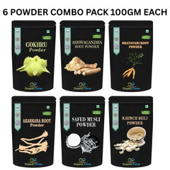 Safed Musli, Ashwagandha, Shatavari, Kaunch, Gokhru, Akarkara Powder 100GM Combo