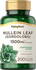 Mullein Leaf Extract 1500mg | 200 Capsules | Non-GMO | by Piping Rock