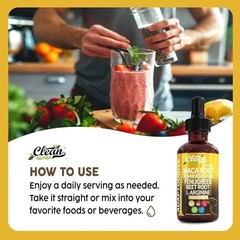 Organic Maca Root Liquid Drops Ashwagandha Fenugreek Beet Root and L-Arginine