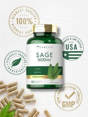 Sage Supplement | 1600mg | 180 Capsules | Non-GMO, Gluten Free | by Carlyle