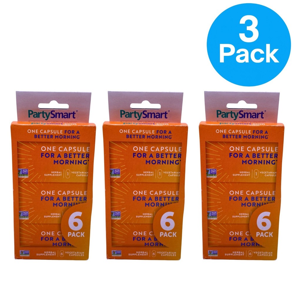 PartySmart Herbal Supplement 6 Capsules 3-Pack New Exp 08/2027