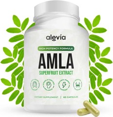 Amla Capsules 1000mg Organic Indian Gooseberry 60 Count Ayurvedic Alevia Fruit