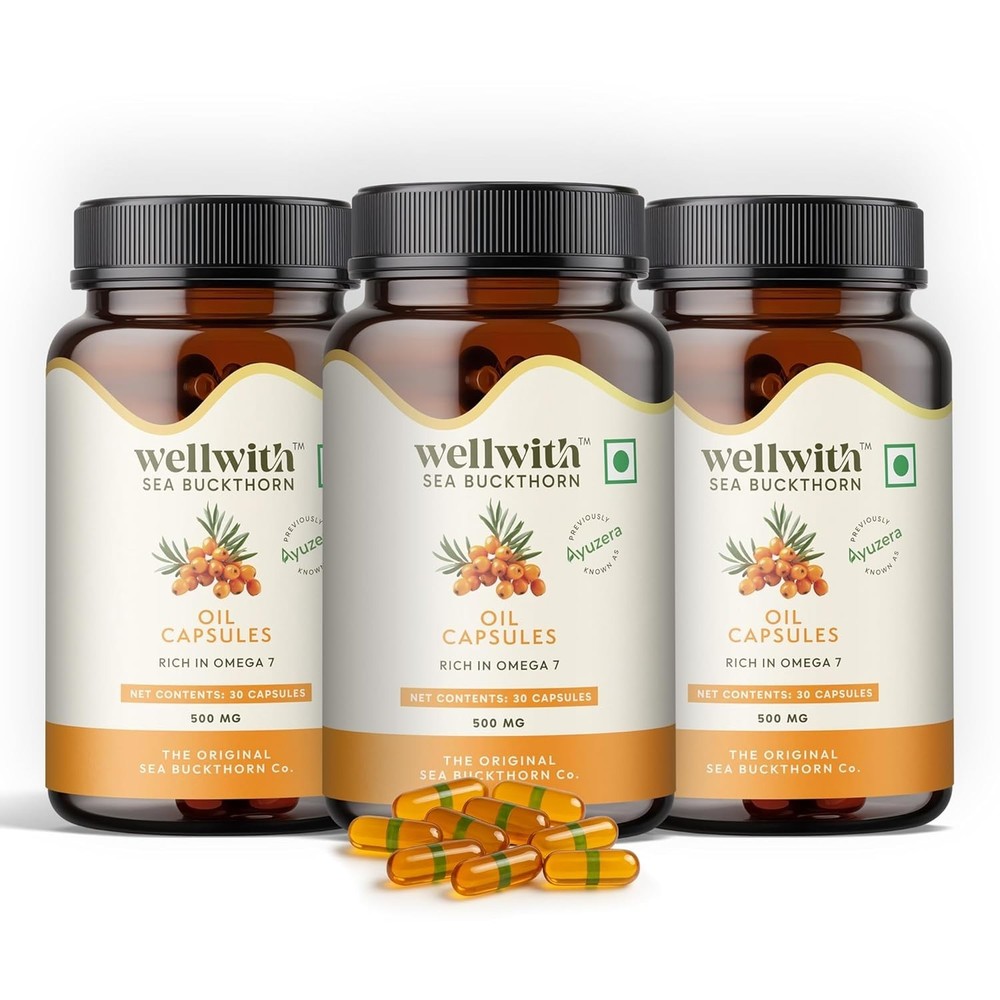 3x Wellwith Sea Buckthorn Berry Oil 30 Veg Capsules Himalayan Omega 3 6 7 9