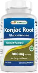 Konjac Root 2000mg Glucomannan 180 Caps Gluten Free