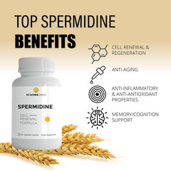 Spermidine Natural Supplement, Plant-Based, Wheat Germ Extract
