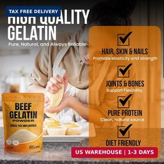 Beef Gelatin Powder 1.25 lbs – Grass-Fed, Unflavored, Non-GMO – Premium Thickeni