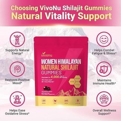 VivoNu Himalayan Shilajit Gummies 4000mg, Ashwagandha, Fulvic Acid, 60 Count