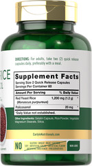 Red Yeast Rice with Policosanol | 1220mg | 120 Capsules | Non-GMO | by Carlyle