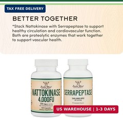 Nattokinase Supplement 4,000 FU Servings, 120 Capsules (Derived from Japanese Na