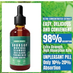 Potent 10-in-1 Soursop Bitters Drops with Sea Moss Moringa Turmeric Black See