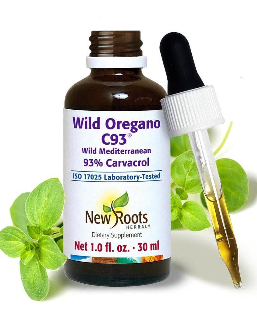 New Roots | Wild Oregano Oil Drops, C93 | 93% Carvacrol 1 Fl Oz (Pack of 1)