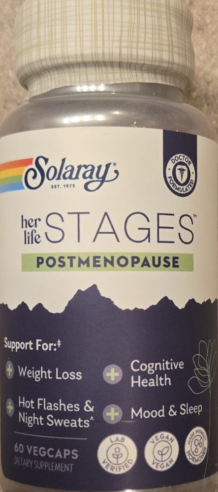 Solaray STAGES POSTMENOPAUSE 60 Vegcaps ( 30 Servings ) BEST BY 08/26