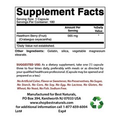 Best Naturals Hawthorn Berry 565 mg 180 Capsules
