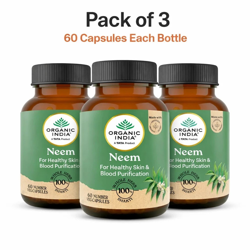 Organic India Neem 60 Veg Capsules Ayurvedic Herbal Skin Wellness 3 Pack