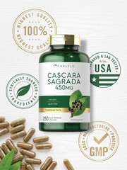 Cascara Sagrada 450mg | 250 Capsules | Non-GMO, Gluten Free | by Carlyle