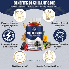 4 bottles Shilajit Gold 3000mg Naturally Occurring Fulvic Acid Non GMO/No Gluten