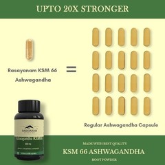 Rasayanam Ashwagandha KSM-66 (500mg) Capsule Energy Endurance Strength (60 Caps)