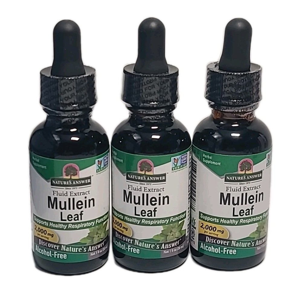 Nature’s Answer Mullein Leaf Extract 2000mg Alcohol Free 1oz• 3 PACK EXP : 03/29
