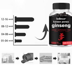 Korean Red Panax Ginseng Extract |30/60/120 Capsules | 1650mg High Dosage