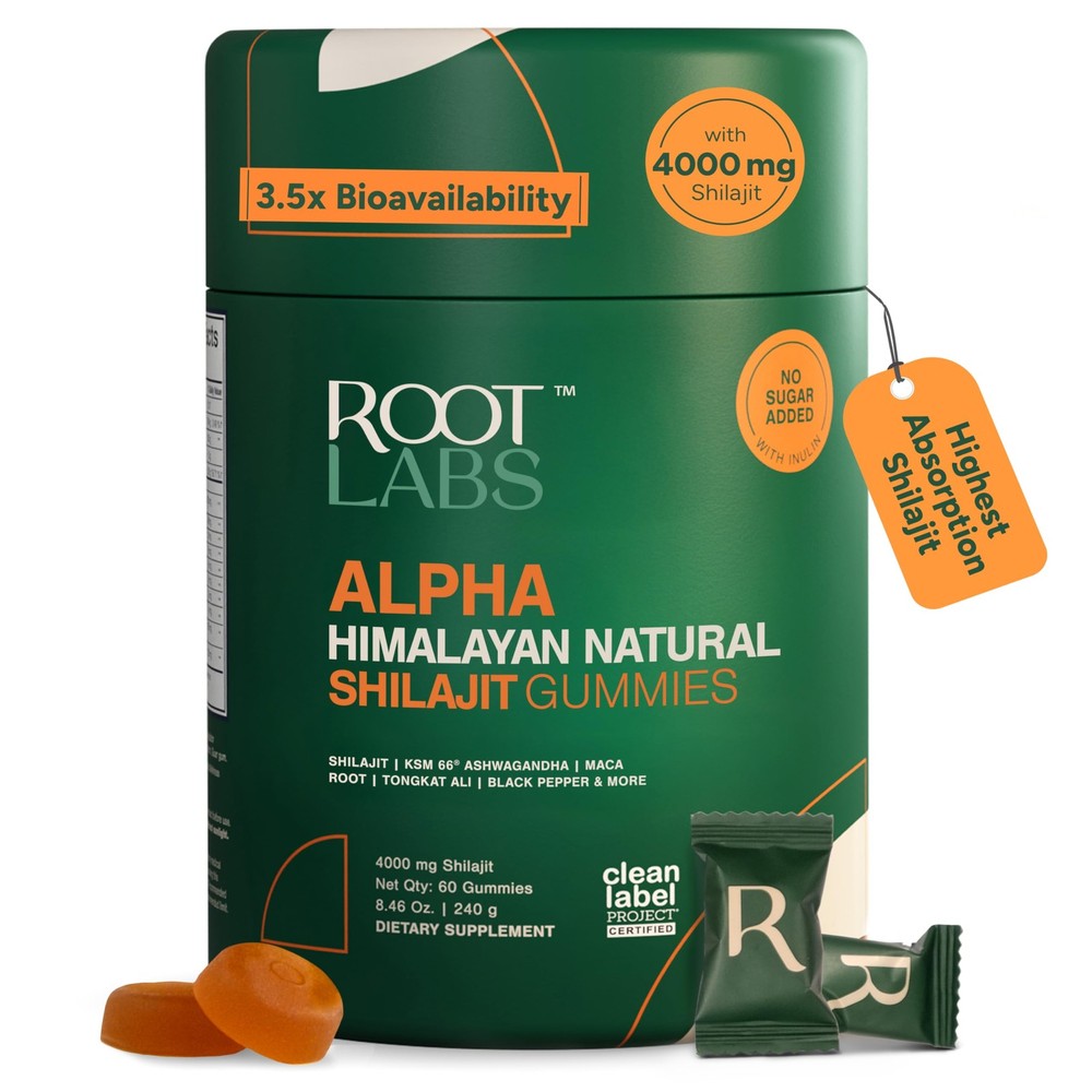 ROOT LABS 10in1 Alpha Shilajit Gummies | 4000 mg Pure Himalayan Shilajit with…