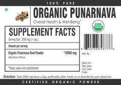 USDA Organic Punarnava Root Powder Boerhavia Diffusa Kidney Liver Tonic Non-GMO