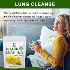 Organic Mullein Leaf Tea Herbal Tea Bags for Lung Cleanse Respiratory Breathing