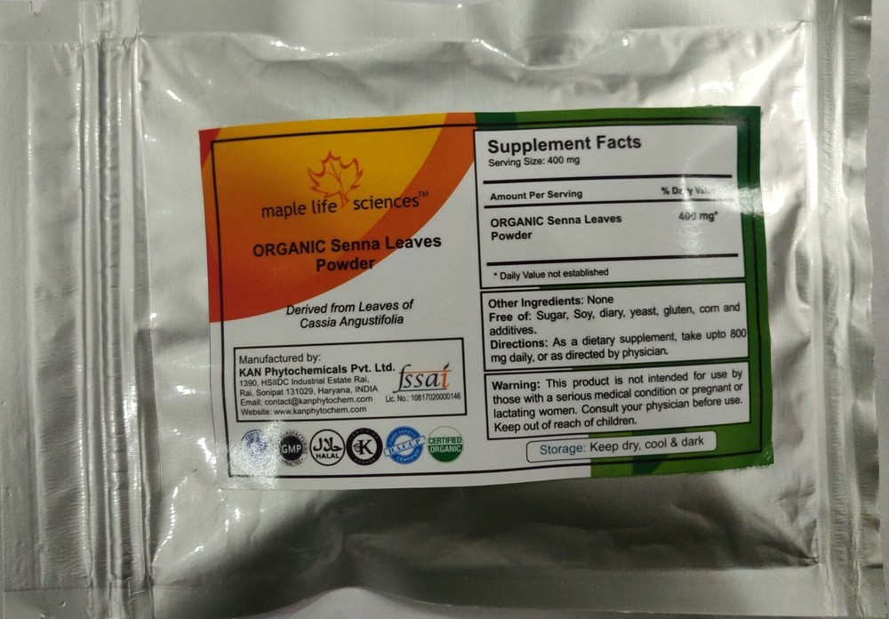 ORGANIC Senna Leaves Powder Cassia Angustifolia Laxative relieves constipation