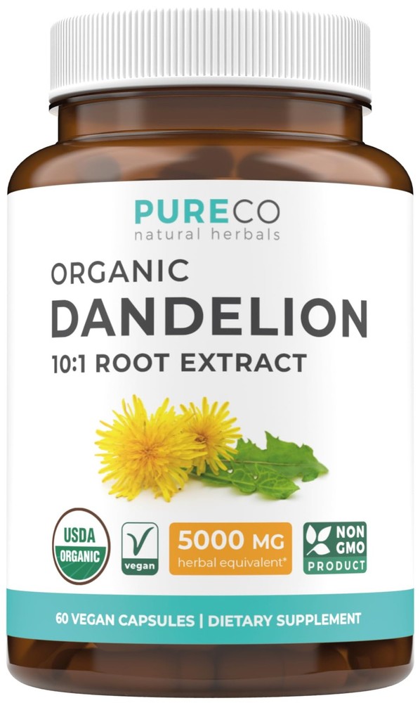 USDA Organic Dandelion Root Extract – High Potency 10:1 60 Count (Pack of 1)