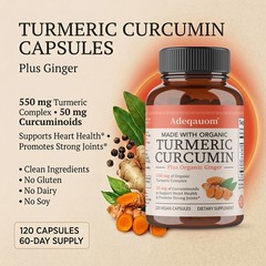Turmeric Curcumin With Ginger & Black Pepper 580mg Vegan 30/60/120 Capsules