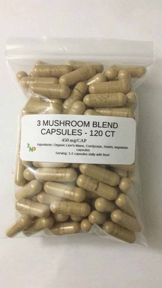 Mushrooms Blend-Lion’s Mane, Reishi, & Cordyceps 450 mg – Vegan Capsules