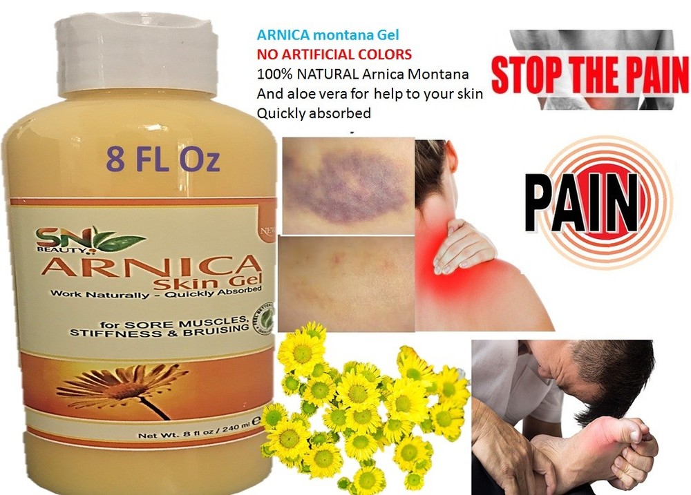 ARNICA MONTANA GEL 8 Oz NO colorants SUPPORT RELIEF BRUISES MUSCLE ACHES CREAM