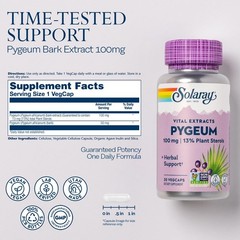 Pygeum Bark Extract 100mg – Daily Prostate Support, 30 VegCaps, 13mg Plant Stero