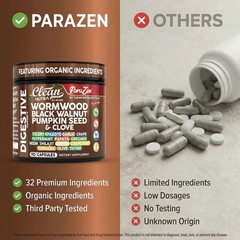 Clean Nutra Wormwood Clove Oil Diatomaceous Earth Turmeric Supplement Capsules