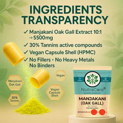 ”Manjakani Oak Gall” Caps 5500mg(30%Tannins)-Vaginal&Tissue Tightening-180Caps