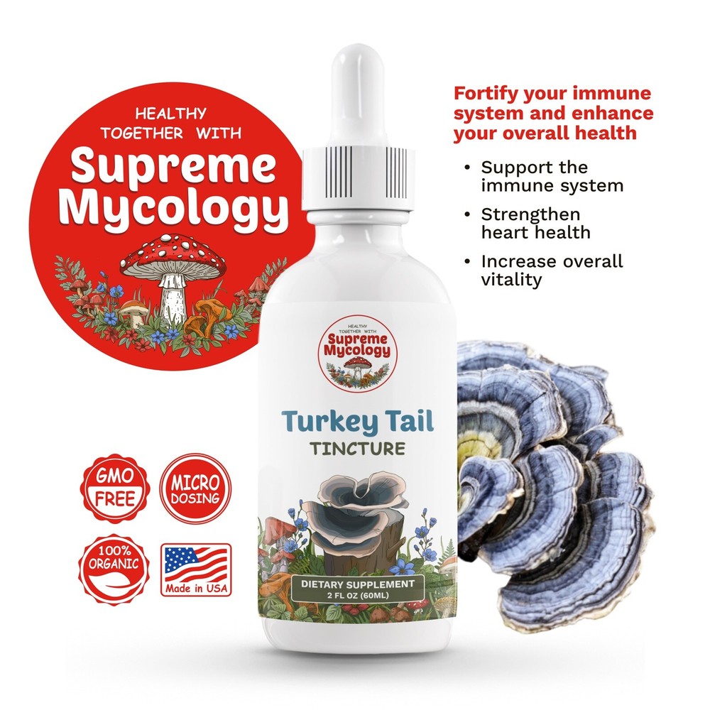 Turkey Tail Extracted Mushroom Tincture, organic