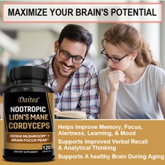 Mushroom Supplement 2400mg – Lions Mane Reishi Cordyceps – 30/60/120 Capsules